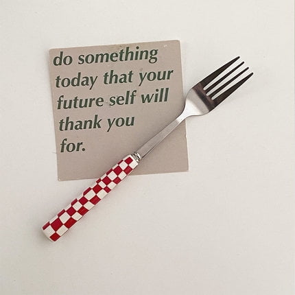

Stainless Steel Knife Fork Spoon with Checrboard Ceramic Handle Kitchen Dinnerware Dessert Fork Knife Spoon Tableware Set