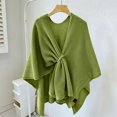 thumbnail image 5 of DPTALR Womens Solid Large Front Sweater Knitting Design Hollow Out Feel Wrap Topper Knitted Elegant Shawls Cape For Fall Winter, 5 of 5