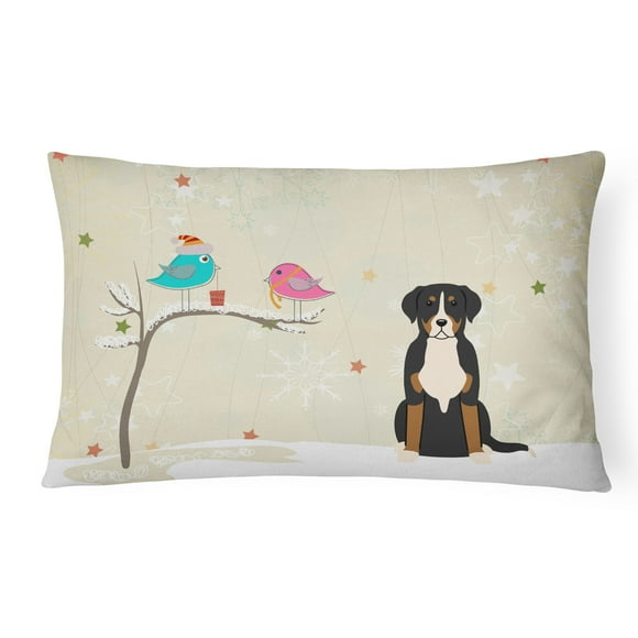 Carolines Treasures BB2509PW1216 Christmas Presents Between Friends Greater Swiss Mountain Dog Canvas Fabric Decorative Pillow