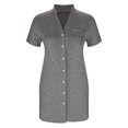 thumbnail image 3 of Besolor Nightgowns for Women Button down Short Sleeve Sleep Shirt V Neck Nightshirt Casual Soft Sleepwear Pajams Dress, 3 of 7