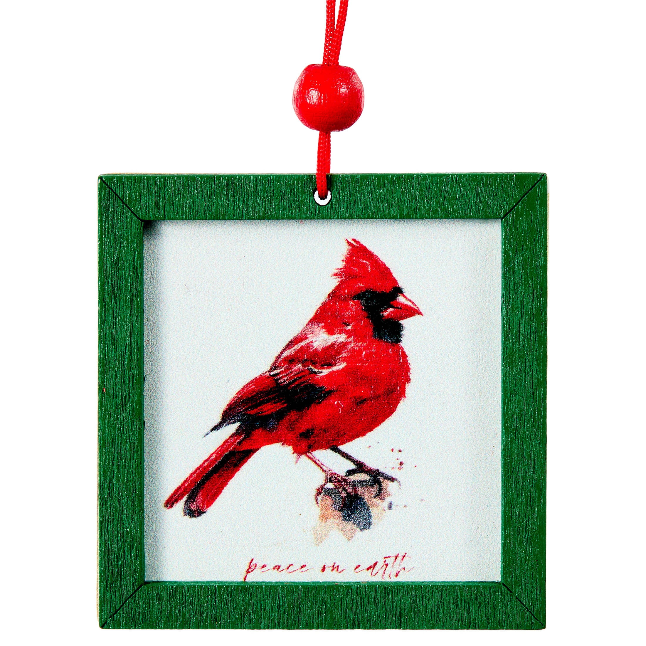 4-Count Red and Green Santa and Cardinal Artwork Christmas Ornaments, 2", by Holiday Time