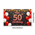 thumbnail image 2 of Happy 50th Birthday Backdrop Banner with Balloons Star Decors Party Supplies Birthday Decoration Photography Props Birthday Party Background, 2 of 7