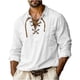thumbnail image 1 of Blusa y camisa de manga larga con cuello vuelto para hombre, informal, a la moda, lisa, con cuello vuelto, camisa de manga larga con cordón ajustable para hombre, 1 of 5