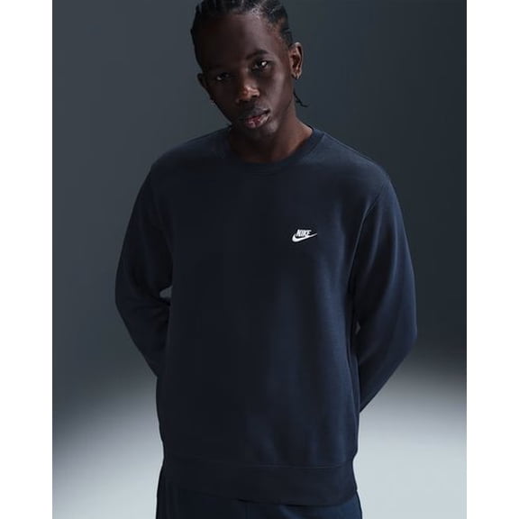 Men's Nike Club Fleece Crew - 'Obsidian/White' - XS