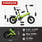 Windhorse W1-GRN City VoltRide Foldable Electric Bike for Adult 16 Fat Tires Beach Cruiser with Smart App (Green)