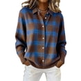 thumbnail image 6 of JUUNthy Womens Cardigan Tops, Lapel Collar Long Sleeve Button Down Plaid Knit Casual Sweater Outerwear Navy Blue XL, 6 of 15