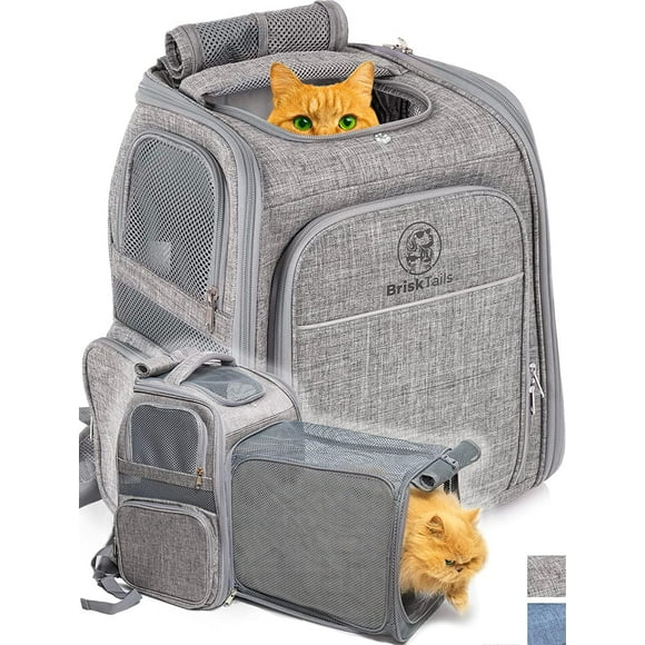 Mochila Expandible para Transporte de Gatos BriskTails Color Gris