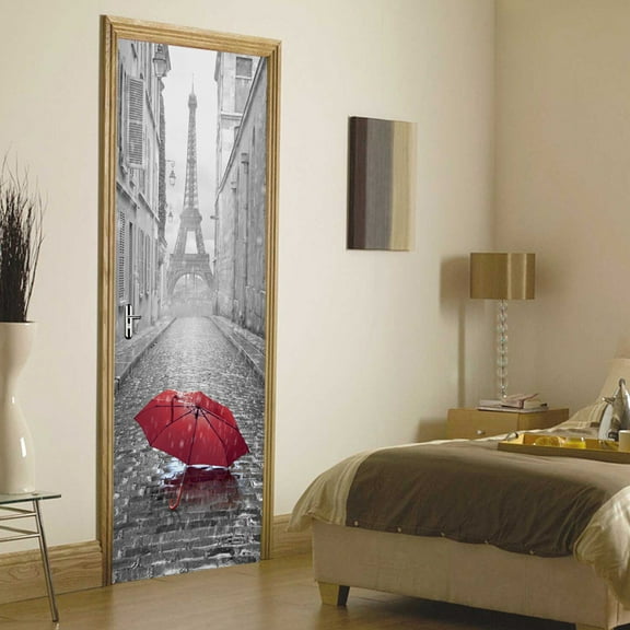 Vikakiooze Home Decor , 3D Door Sticker Paris Tower Decal Wall Home Decor Wallpaper