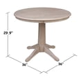 thumbnail image 6 of Round Top 36" x 36" Solid Wood Pedestal Dining Table in Washed Gray Taupe, 6 of 6