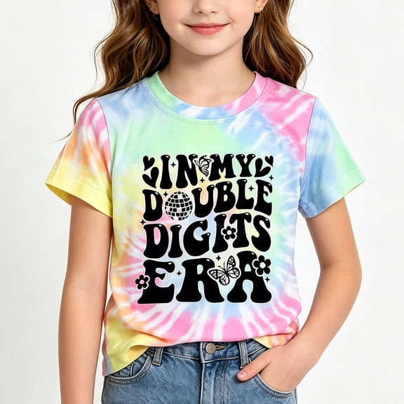 Girls Tshirts Breathable Crew Neck Short Sleeve Letter Print Tee for Sporty Wear Girls Tops Pink 1 Years-2 Years
