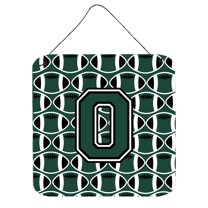 Letter O Football Green and White Wall or Door Hanging Prints