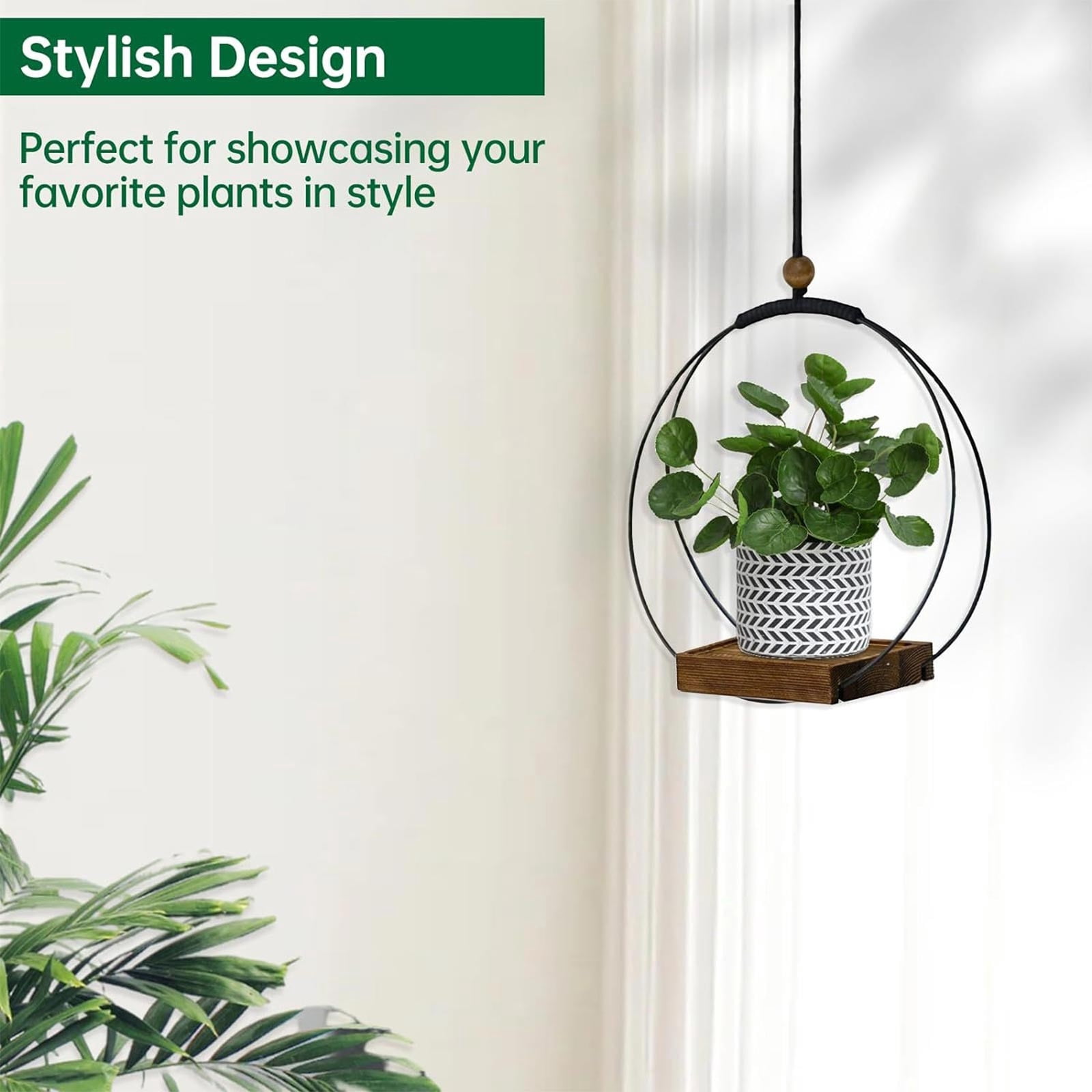 Leodye 1PCS Cotton Rope Hanging Garden Planter Customizable Stylish Home Garden Window Plant Display Basket Prop -11.81x4.92in