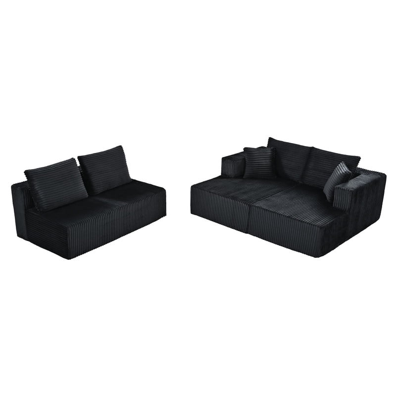 U-Shaped Modular Sectional Sofa with Double Chaise, 132.1'' Oversized Corduroy Sofa Couch with Deep Seat for Living Room Apartment