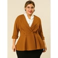 thumbnail image 4 of GRACE & GRANDEUR Women's Plus Size Solid V-Neck Ruffle Ruched Peplum Blazer, 4 of 6