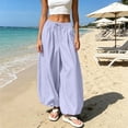 thumbnail image 3 of HappyYEE Women’s Baggy Balloon Pants Elastic Waist Wide Leg Joggers with Pockets Loose Fits Cuffed Ankle Lightweight Travel Trousers L, 3 of 7