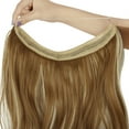 thumbnail image 3 of SHCKE Fish Line Extensions 20 Inch Invisible Hair Extensions with Transparent Fish Line Removable Secure Clips Synthetic Wavy Curly Secret Hairpiece Ginger Brown Mix Bleach Blonde, 3 of 6