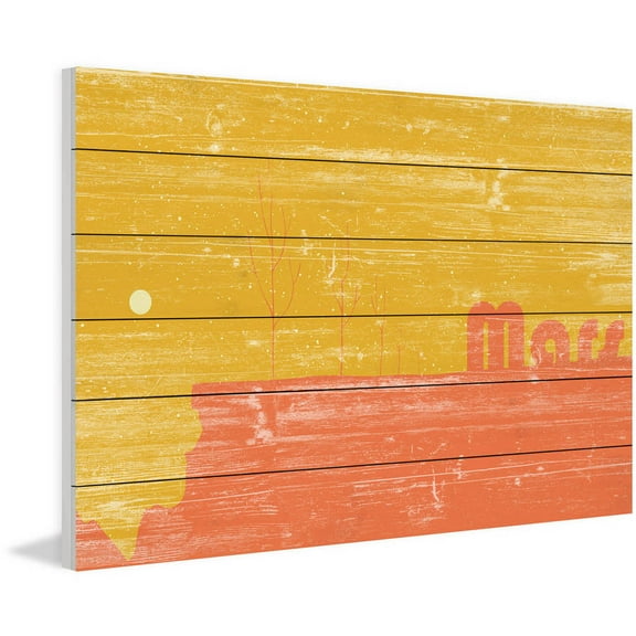 "Mars" Painting Print on White Wood