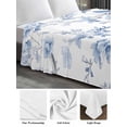thumbnail image 6 of Blue White Flowers California King Size Flat Sheet, Wrinkleproof & Fadeproof Cooling Flat Bed Sheet Only, Spring Summer Floral Botanical Breathable Soft Bedding Top Sheets 108 x 98 Inches, 6 of 8