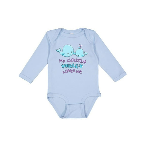 Inktastic My Cousin Whale-y Loves Me Boys or Girls Long Sleeve Baby Bodysuit