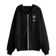 thumbnail image 4 of Fgnfyis Women Print Zip Up Hoodie Long Sleeve with Pocket Hooded Sweatshirt Top for Casual Black M, 4 of 5