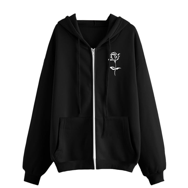Black sweatshirt with white strings sale