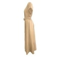 thumbnail image 4 of Robe Élégante Grande Taille pour Femmes, Robe Maxi Unie à Manches Courtes et Col Rond avec Ceinture, 4 of 7
