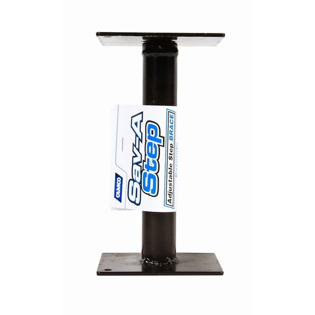 Camco Support de Marche d'Entrée 43691 pour Réduire le Stress sur la Marche d'Entrée; Amovible; Hauteur Réglable de 7-5/8 Pouces à 14 Pouces; Noir; Acier; Tube Rond avec Bases Carrées; Simple