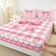 thumbnail image 3 of Feelyou Teens Princess Bow-tie Full Size Sheets, Kawaii Cute Bowknot Bow Bed Sheets, Girly Pink Buffalo Check Sheet Sets, Breathable Home Decor, 4 Pieces, 3 of 7