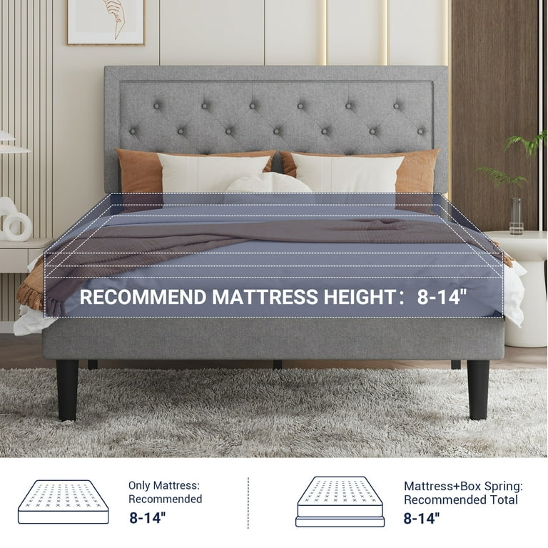 Allewie Upholstered Fabric Full Size Bed Frame with