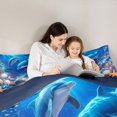 thumbnail image 4 of spefrowx Cartoon Underwater Dolphin Twin Bedding, Blue Coral Seashell Starfish Bedding Comforter Set, Navy Reversible, 7 Pieces, 4 of 6