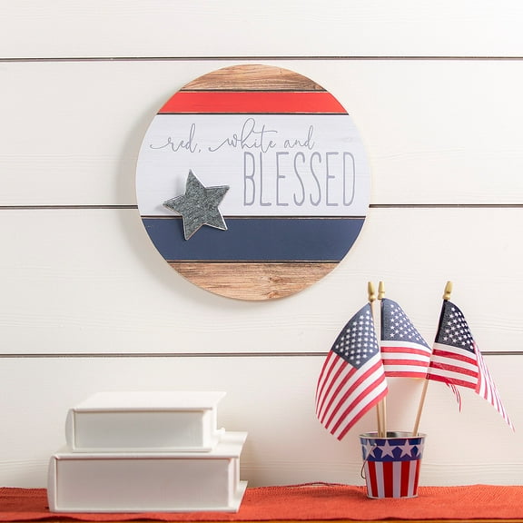 Red White & Blessed Door Sign