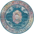 thumbnail image 1 of Unique Loom Charm High-Low Pile Modern Area Rug 4' x 4' Round Teal/Ivory, 1 of 1