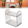 thumbnail image 4 of Double Layer Storage Rack, Unique Texture, Transparent Design, Excellent PP, 2 Tier Organizer for Cosmetics, Stationery, and More with Sliding Wood Storage Drawer, Black, 4 of 7