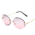 thumbnail image 1 of Retro Rimless Oval Sunglasses Women Crystal Texture Glasses Frameless Sunglasses, 1 of 4