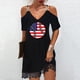 thumbnail image 1 of Puntoco Vestido De Manga Corta Con Cuello En V, Vestido De Fiesta Estampado Sexy Con Cuello En V Y Manga Corta Para Mujer Negro M, 1 of 5