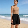 thumbnail image 5 of YHAJDS Women's Summer Shorts Linen High Waist Shorts With Front Wrinkle Side Pocket for Beach Leisure, 5 of 10