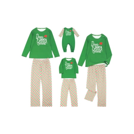 

JYYYBF Matching Family Pajamas Sets Christmas Pjs Holiday Sleepwear Sets Letter Printed Long Sleeve Nightwear Green Men