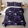 thumbnail image 2 of Homewish Halloween Horror Skull Twin Quilt Set,Goth Romantic Rose Twin Coverlet Set,Purple,2 Pieces, 2 of 7