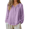 thumbnail image 5 of Chuancc Women 2026 Loose Fit Tops,Cotton Linen Dress Shirts Loose Fit Casual V-Neck Tops Slim Fit Going Out Fall Blouse Women'S Tops, Tees & Blouses T Shirts for Women Trendy Light Violet S, 5 of 6