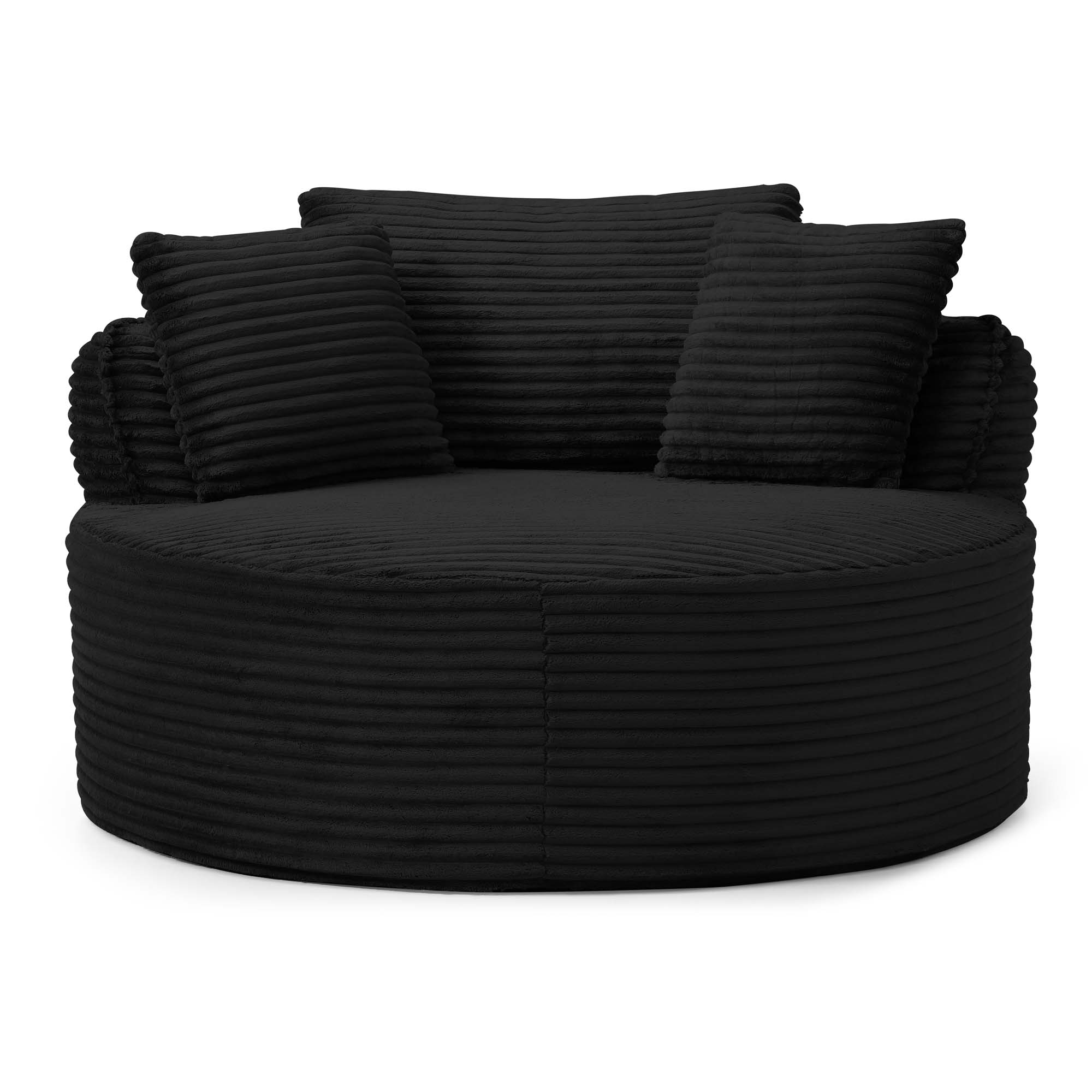 Miniyam 54" Lounge Chair for Living Room, Round Corduroy Chair, Includes Back Pillows, High Comfort for Reading & Relaxing(Black)