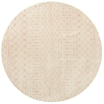 Rugs.com Moroccan Trellis Collection Rug – 10 Ft Round Ivory And Pink Medium Rug Perfect For Kitchens, Dining Rooms