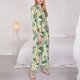 thumbnail image 3 of Fotbe Hawaiian Style Conjunto de Pijama de Manga Larga para Mujer con Estampado, Ropa de Dormir de 2 Piezas, Conjunto de Casa Suave y Cómodo con Bolsillos-Medium, 3 of 7