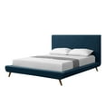 thumbnail image 2 of Soren Denim Linen Bed - Upholstered, Walnut Tapered Legs, Slats IncludedQueen, 2 of 9