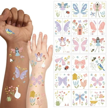 Cheerland Fairy Tattoos Temporary for Kids Garden Butterfly Party Favors Woodland Stickers, 108 Pcs
