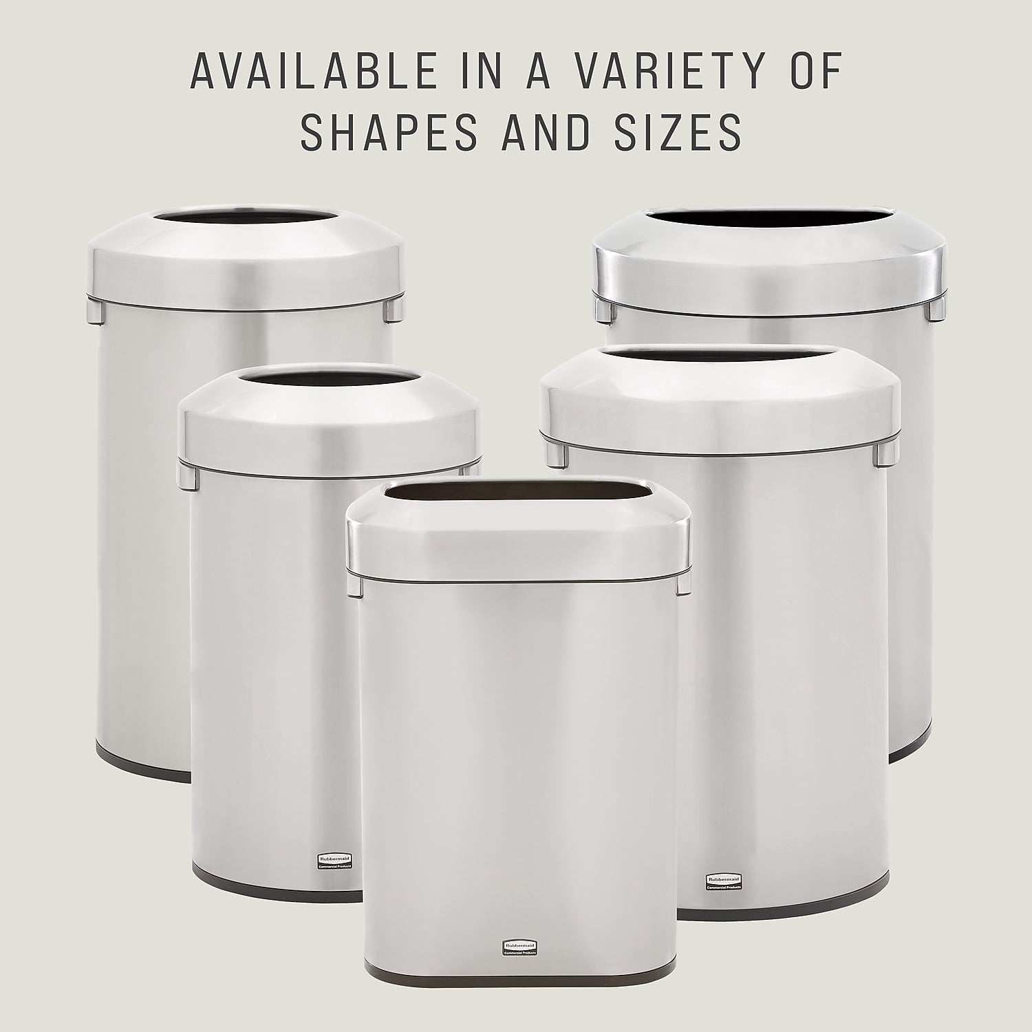 Rubbermaid Refine Stainless Steel Indoor Trash Can with Open Lid 15 Gallon Silver (2147581)