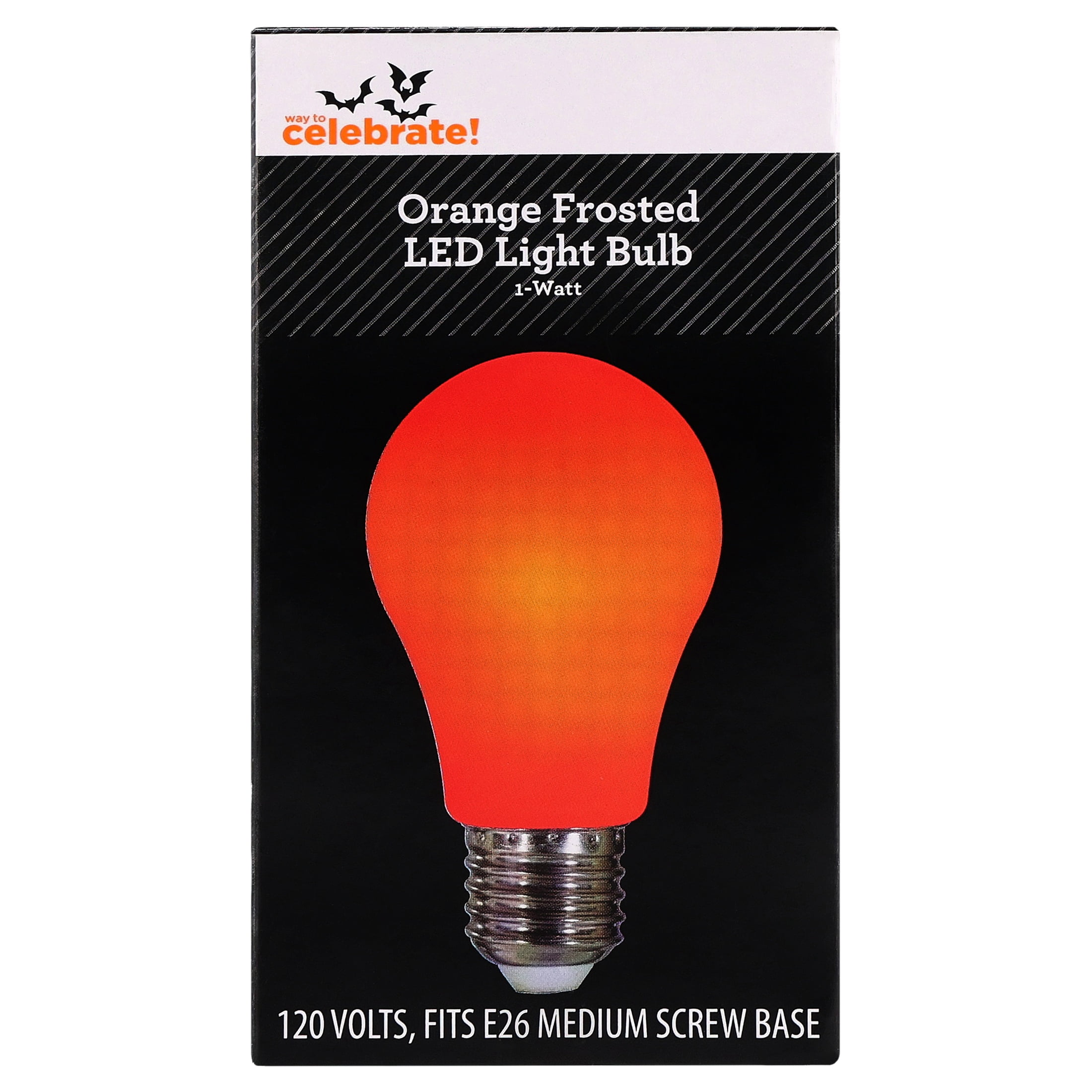 1W Frosted LED Light Bulb, Orange, Halloween by Way To Celebrate