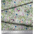 thumbnail image 3 of Soimoi Gray Modal Satin Fabric Leaves & Floral Decor Fabric Printed BTY 42 Inch Wide, 3 of 3