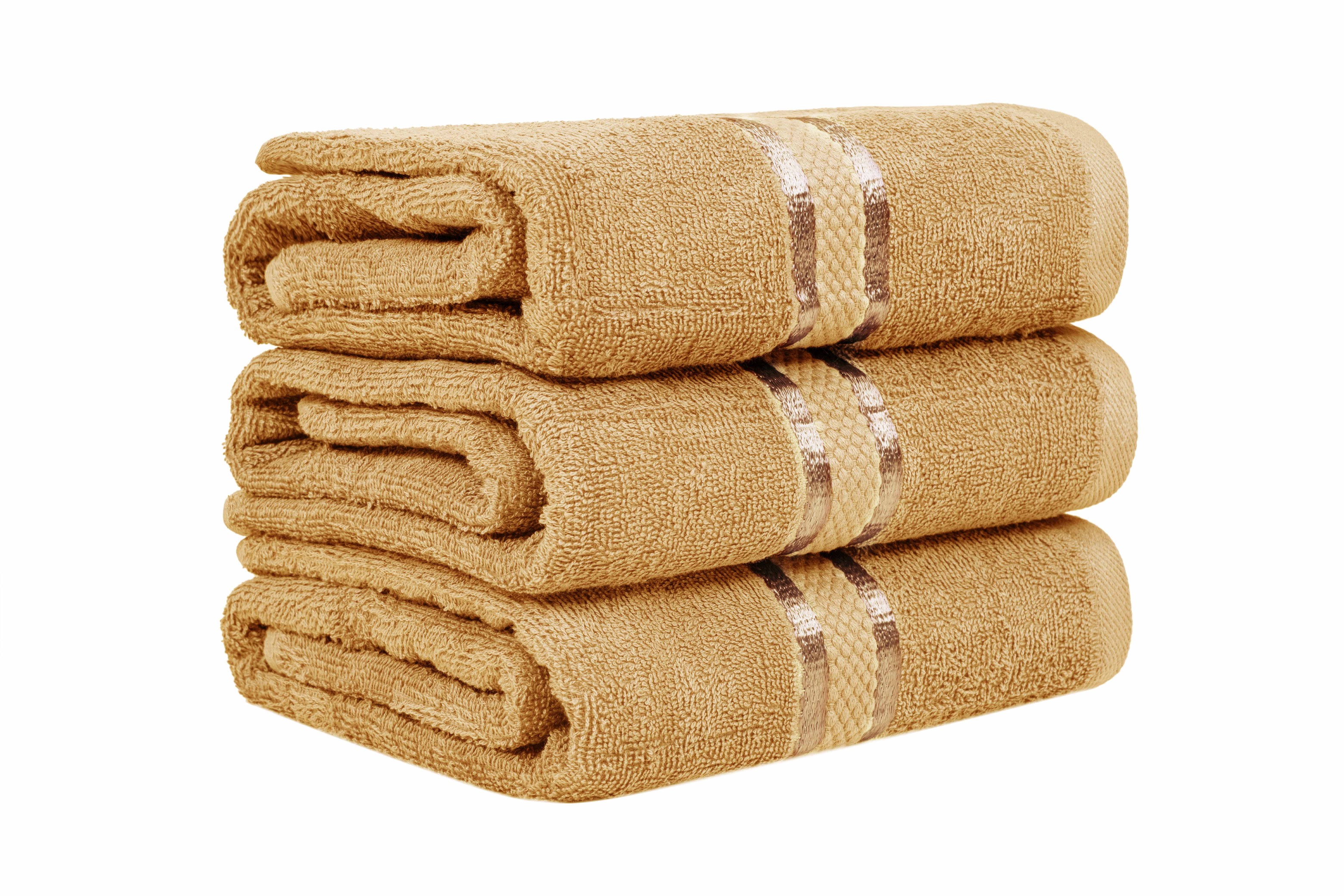 Dewalls Maisons 3-Pack Large Bath Towels, 100% Cotton 27x54 Inches, Quick Drying, Super Absorbent, Perfect for Daily Use, Bathroom & Hotel - Beige Color