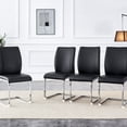 thumbnail image 2 of Of 4 Black Chairs, Pu Fabric, Arched Silver Metal Legs, Comfortable For Long Hours Luxury Arch Material, High Resilience, Practical Furniture, 2 of 7