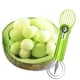 thumbnail image 1 of Juego de herramientas 5 en 1 para tallar frutas de acero inoxidable con sacabolas y rebanador de melón | Utensilios de cocina apilables para sandía, melón y ensalada de frutas | Mango de plástico, 1 of 7
